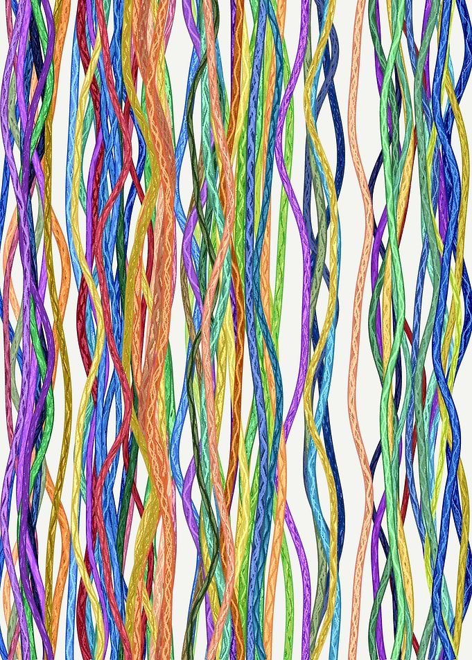 Colorful Braided Strands on White Background