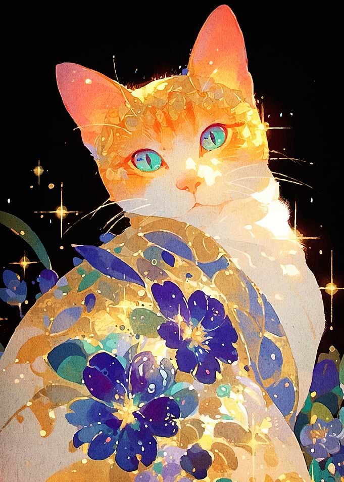 Floral Cat Portrait