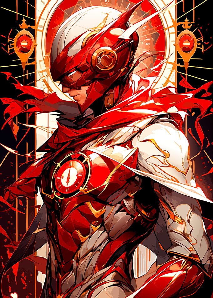 Red and White Armored Superhero