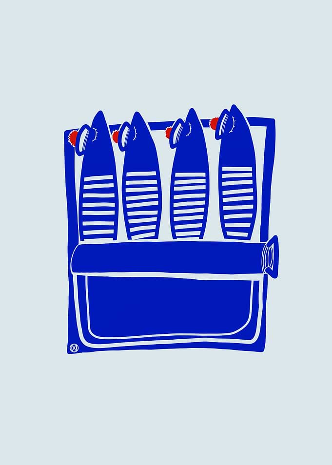 Blue Sardines in a Can Illustration