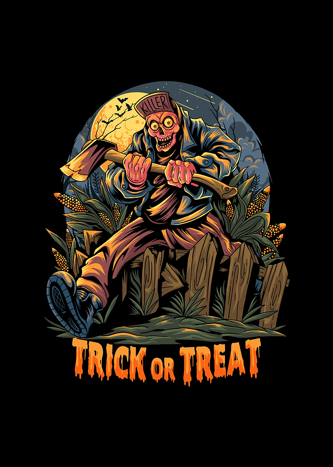 Halloween Killer with Axe Illustration
