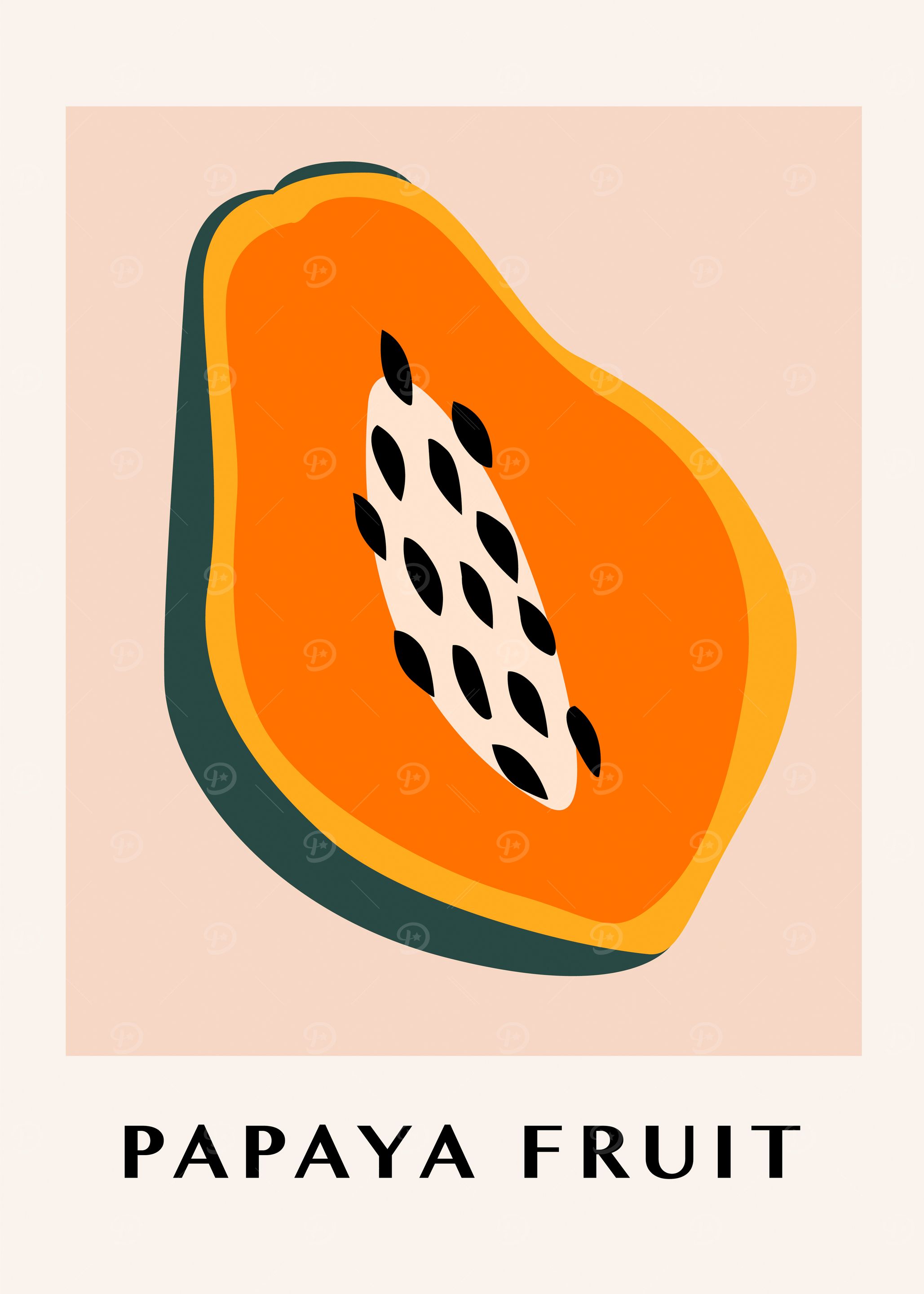 Papaya Fruit Minimalist Art Print
