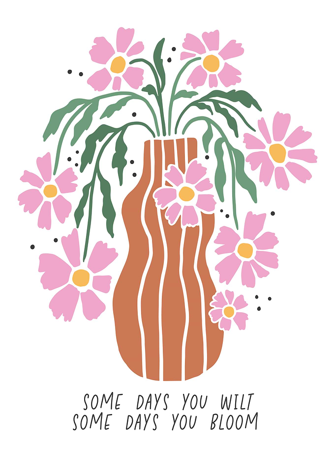 Floral Vase with Inspirational Quote