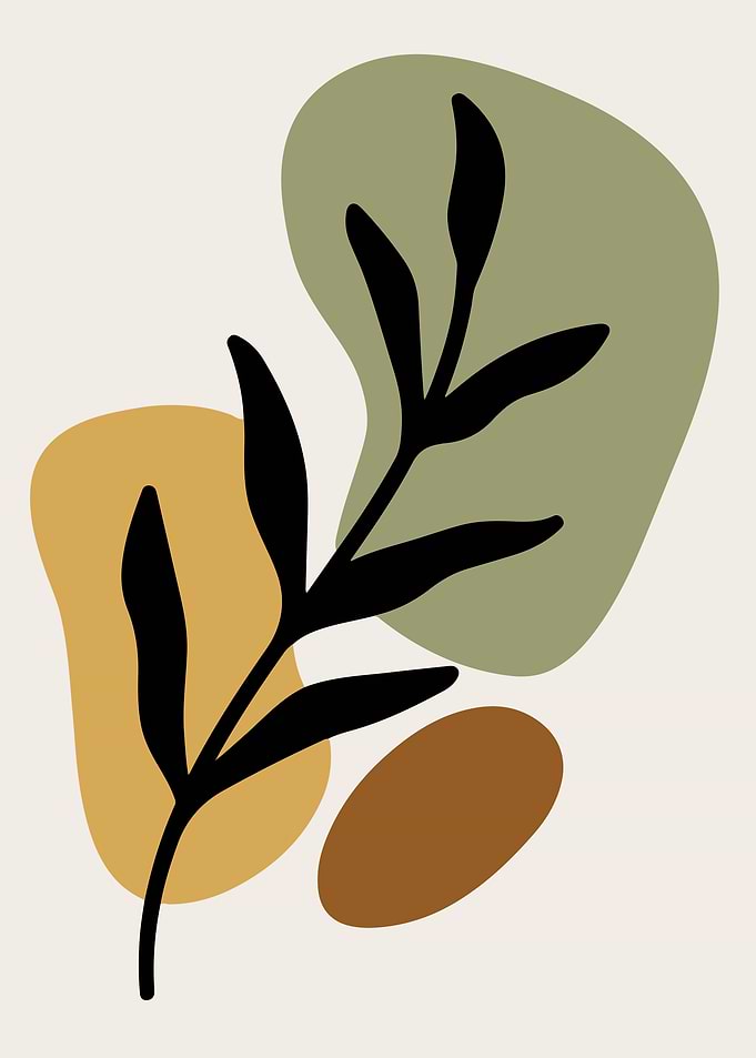 Abstract Botanical Art with Neutral Tones