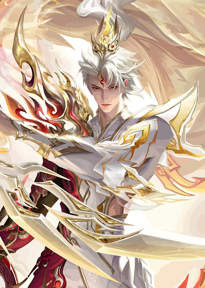 Fantasy Warrior with Golden Armor