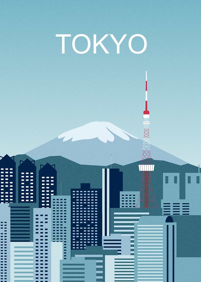 Tokyo Cityscape Minimalist Art