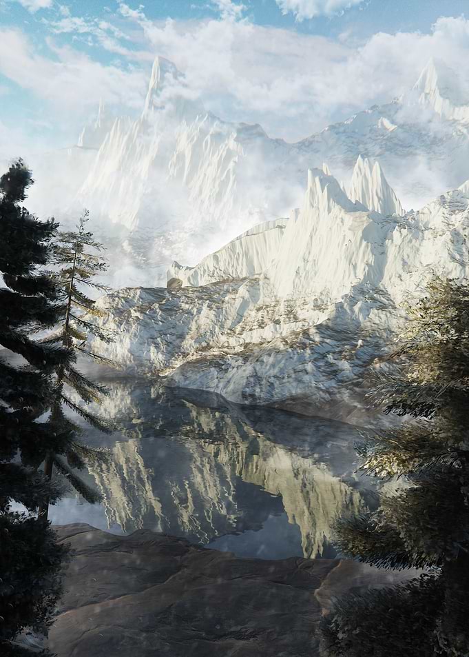 Snowy Mountain Reflection