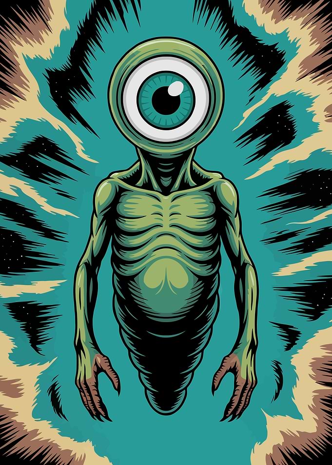 One-Eyed Alien Creature Illustration