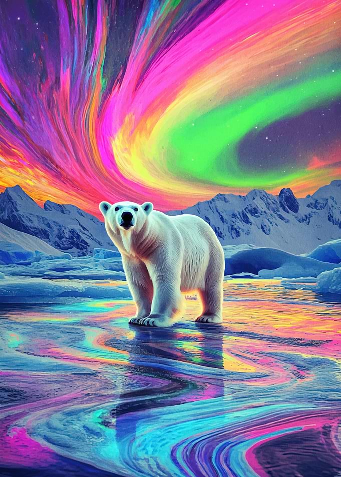 Bear Aurora Borealis Landscape