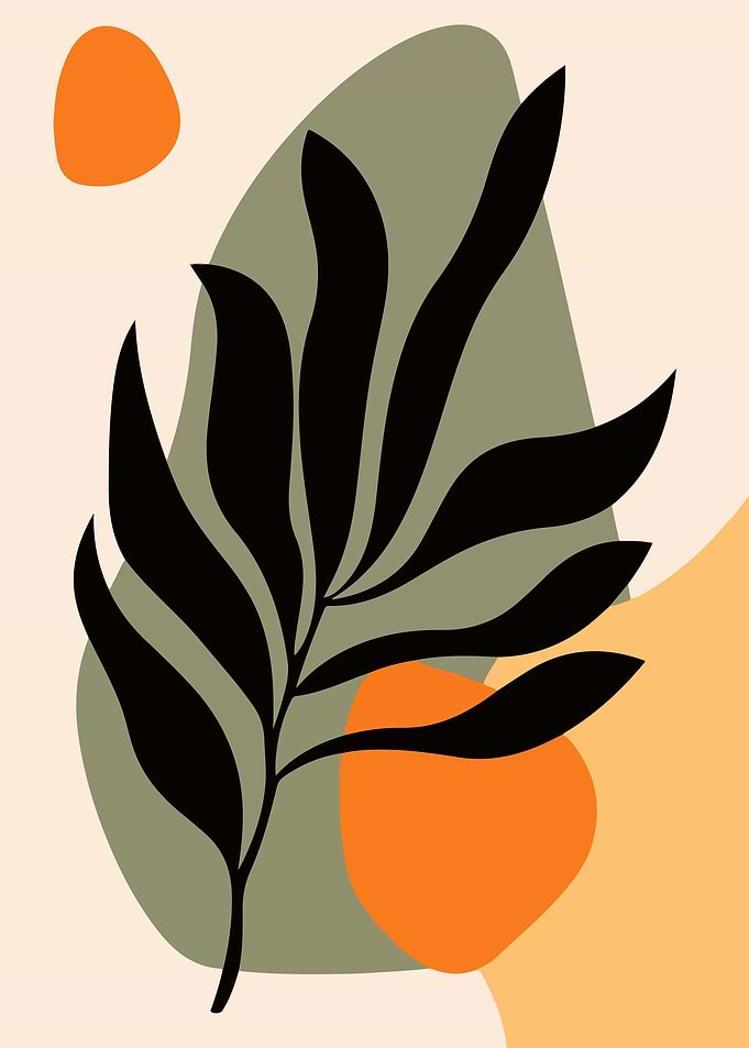 Abstract Botanical Art with Geometric Shapes