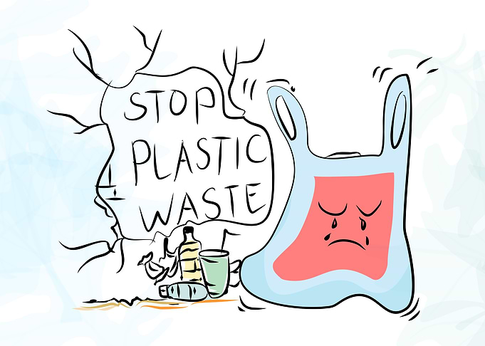 Stop Plastic Waste Cartoon Illustration