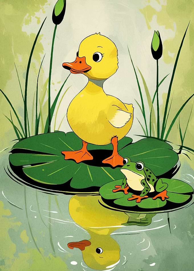 Duckling Frog Lily Pads