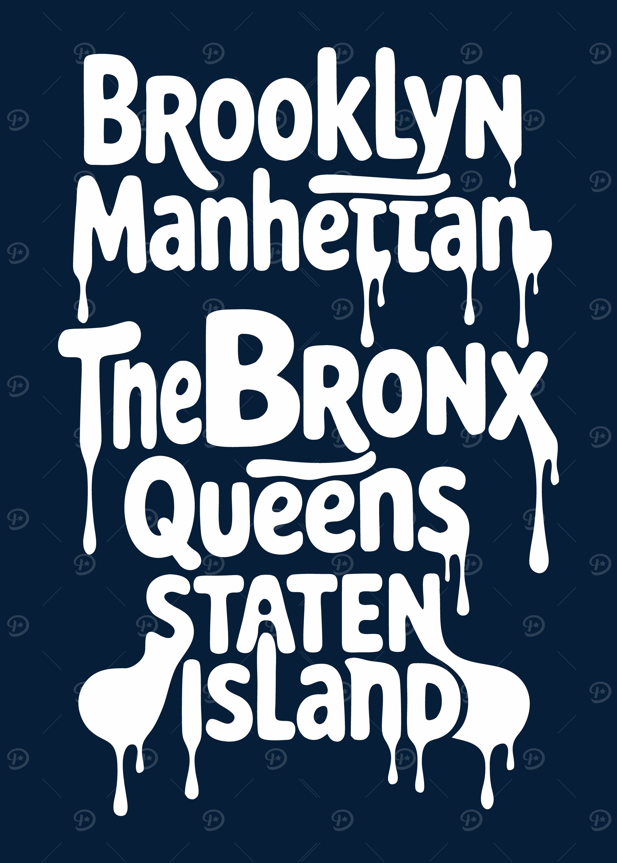 New York City Boroughs Typography
