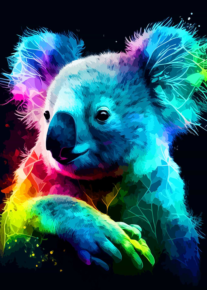 Colorful Koala Portrait