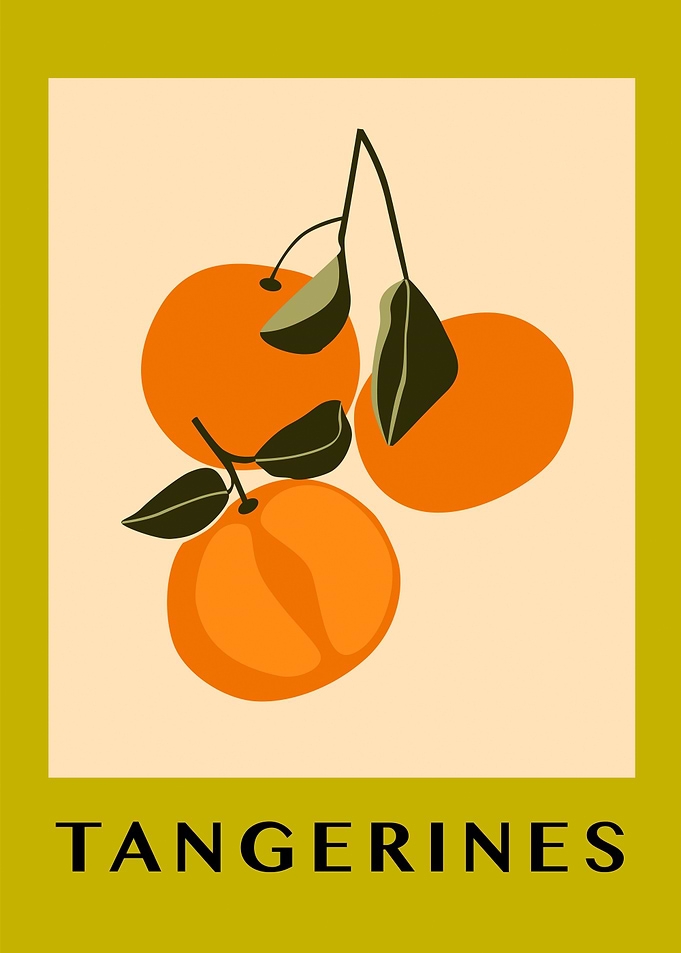 Tangerines Fruit Minimalist Art Print
