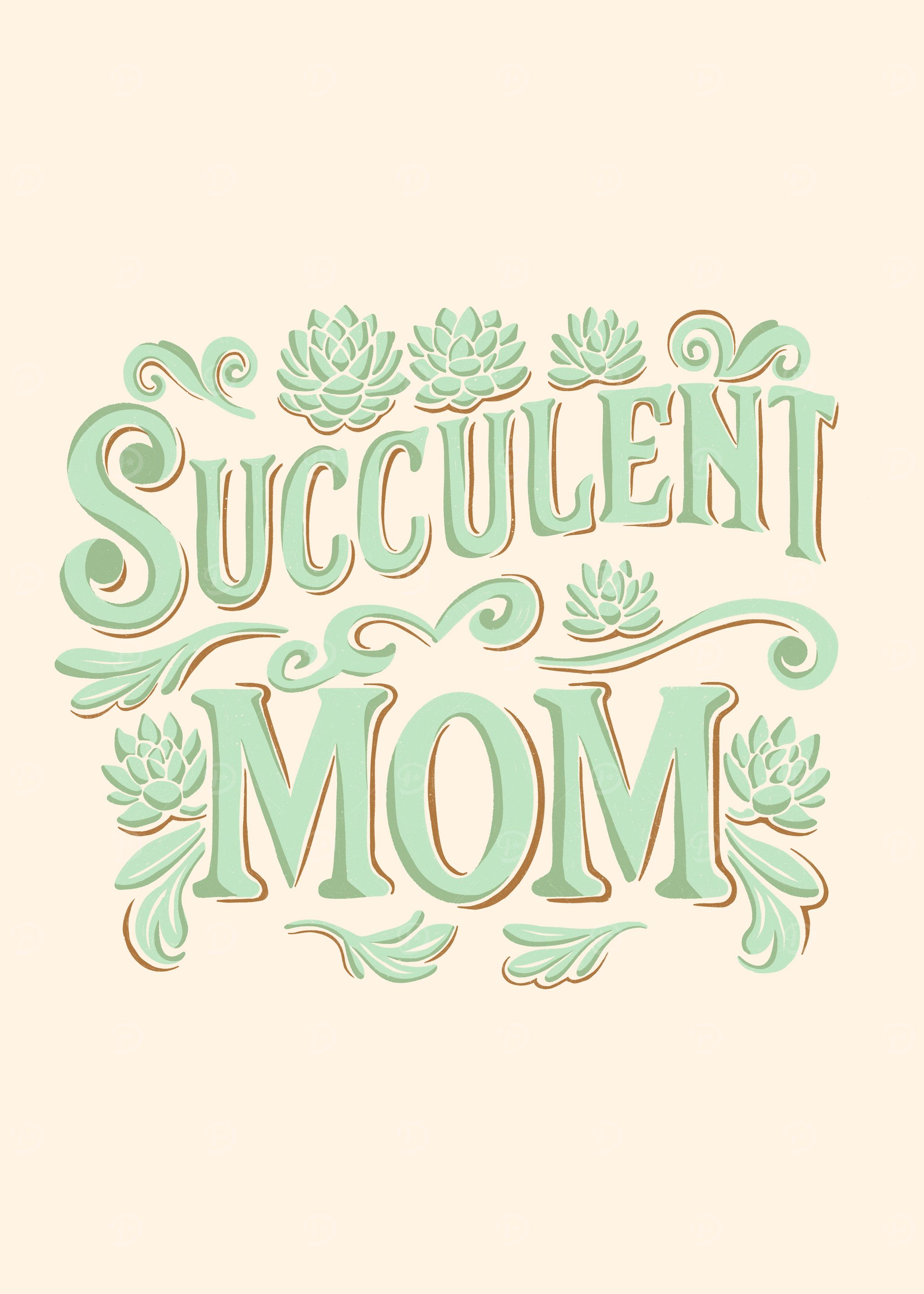 Succulent Mom Typography Art