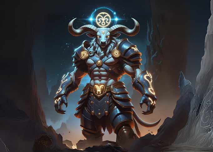 Minotaur Warrior with Zodiac Symbol