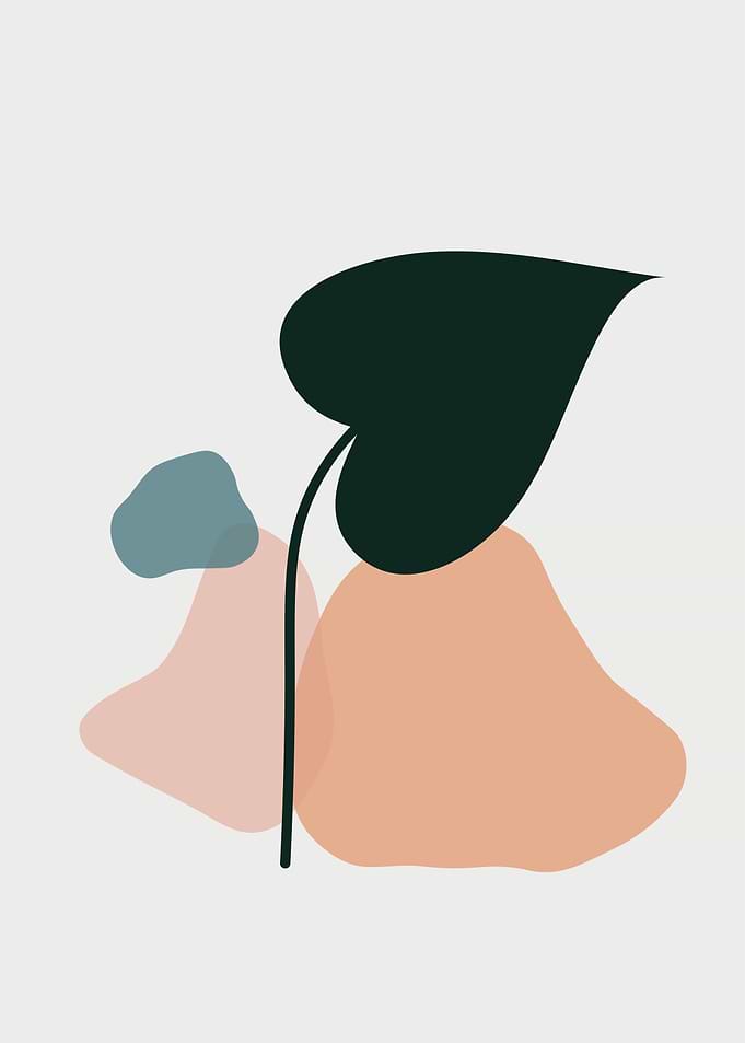 Minimalist Leaf and Abstract Shapes Art
