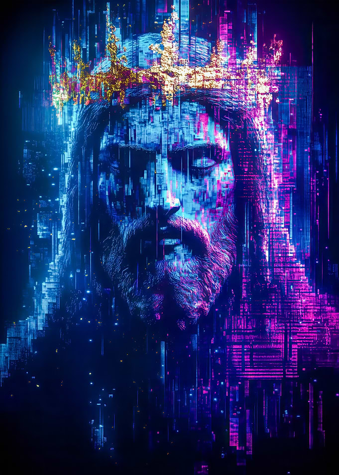 Glitch Jesus with Crown