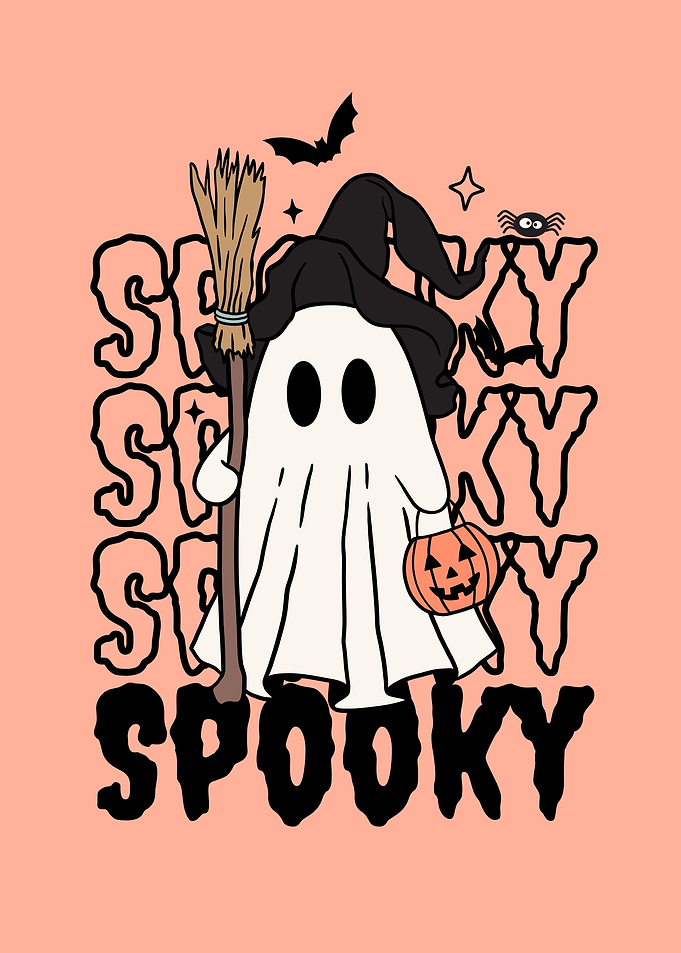 Cute Halloween Ghost with Pumpkin