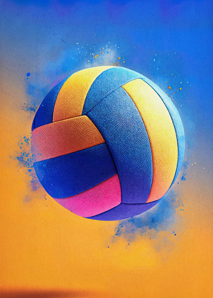 Volleyball with Colorful Background