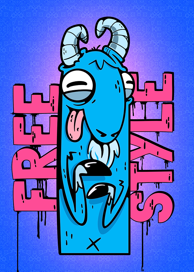 Freestyle Goat Cartoon Illustration