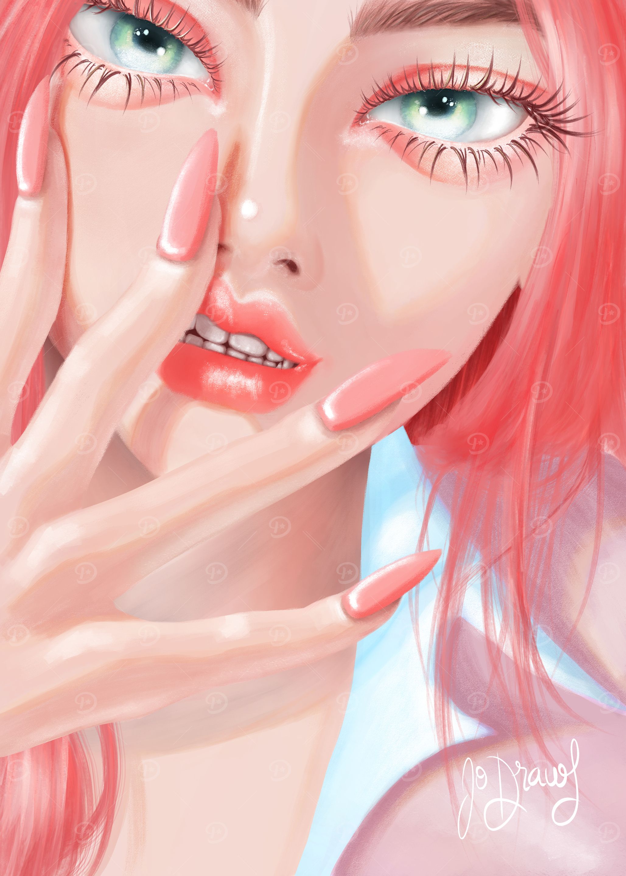 Pink Haired Woman