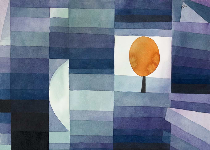 Abstract Watercolor Landscape with Tree