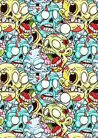 Zombie Heads Cartoon Pattern