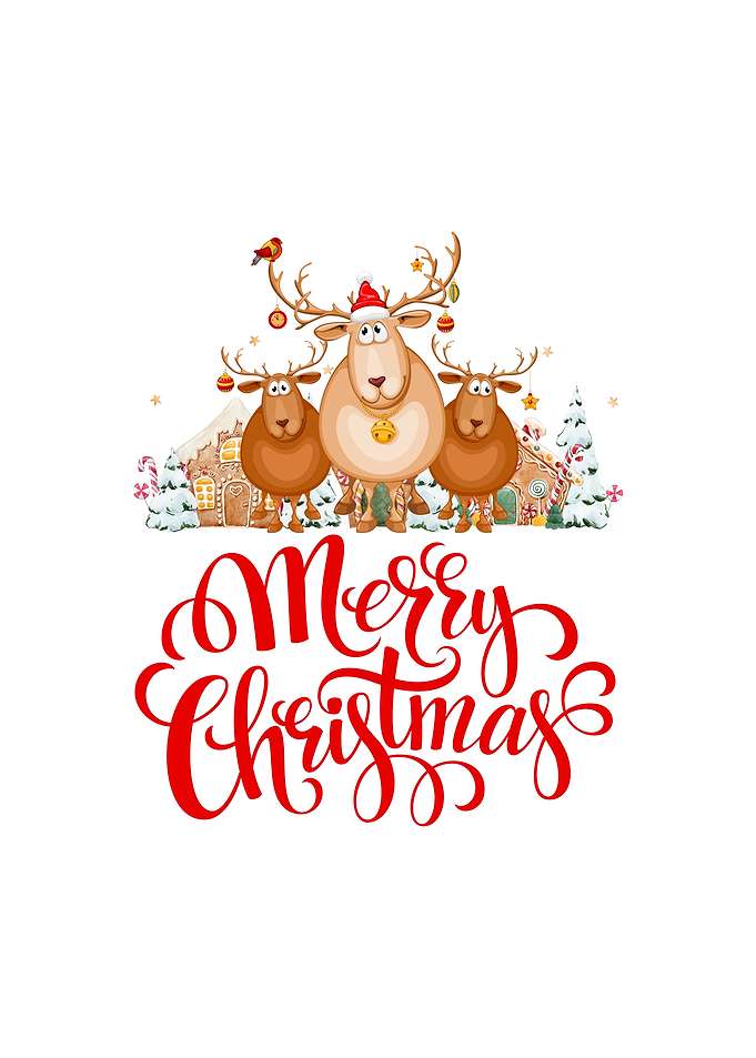 Merry Christmas with Cartoon Reindeer