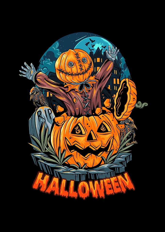 Halloween Pumpkin Scarecrow Digital Art