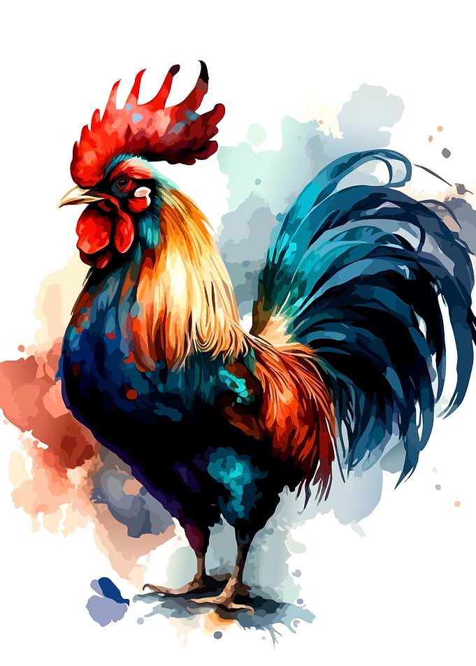 Watercolor Rooster Illustration