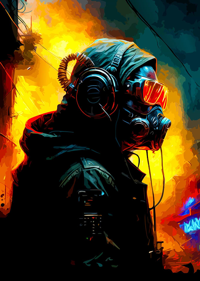 Cyberpunk Gas Mask Figure