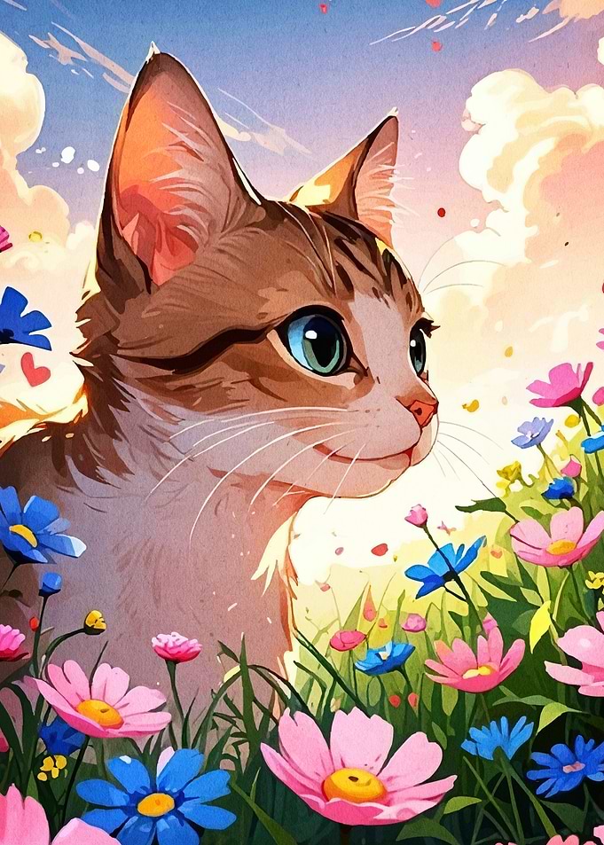 Cat Flower Field