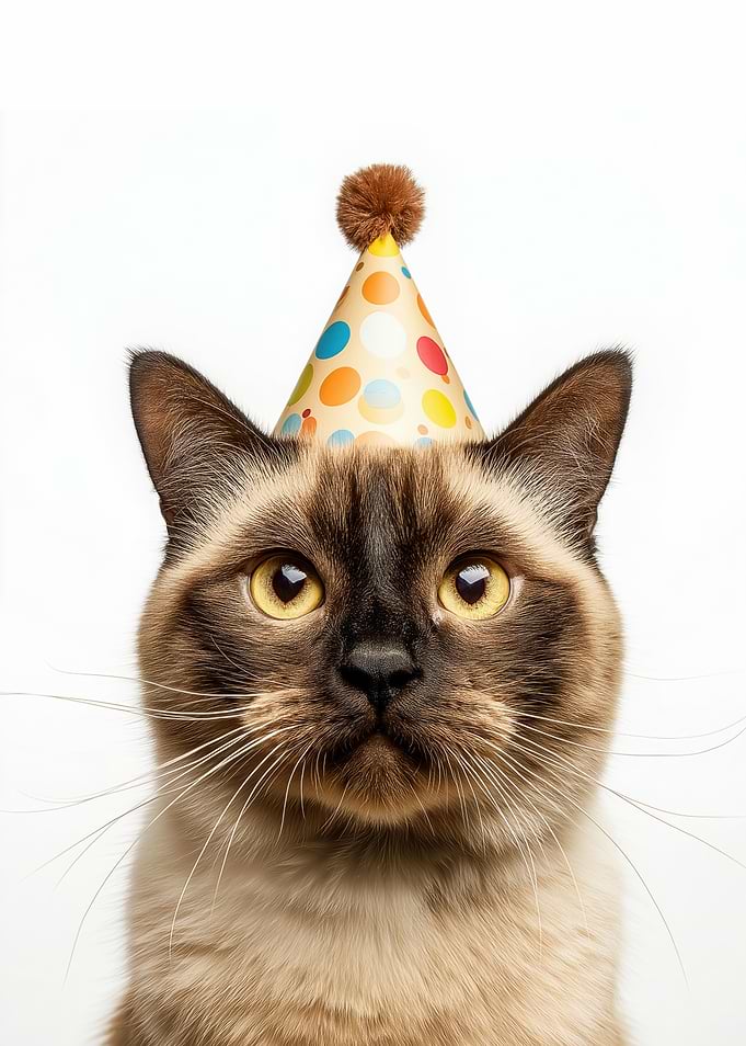 Burmese cat with Party Hat