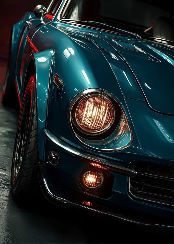 Teal Classic Car Close-Up