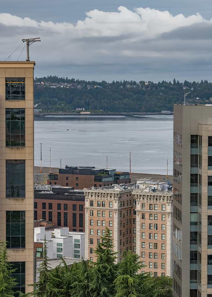 Cityscape with Buildings and Water View