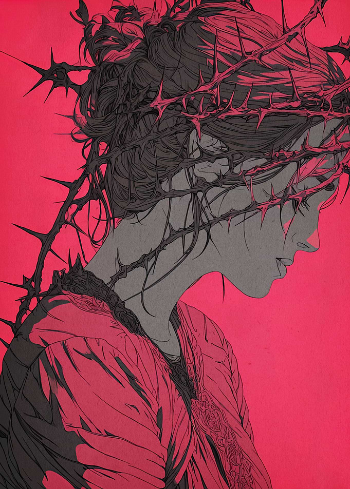 Woman with Crown of Thorns Illustration