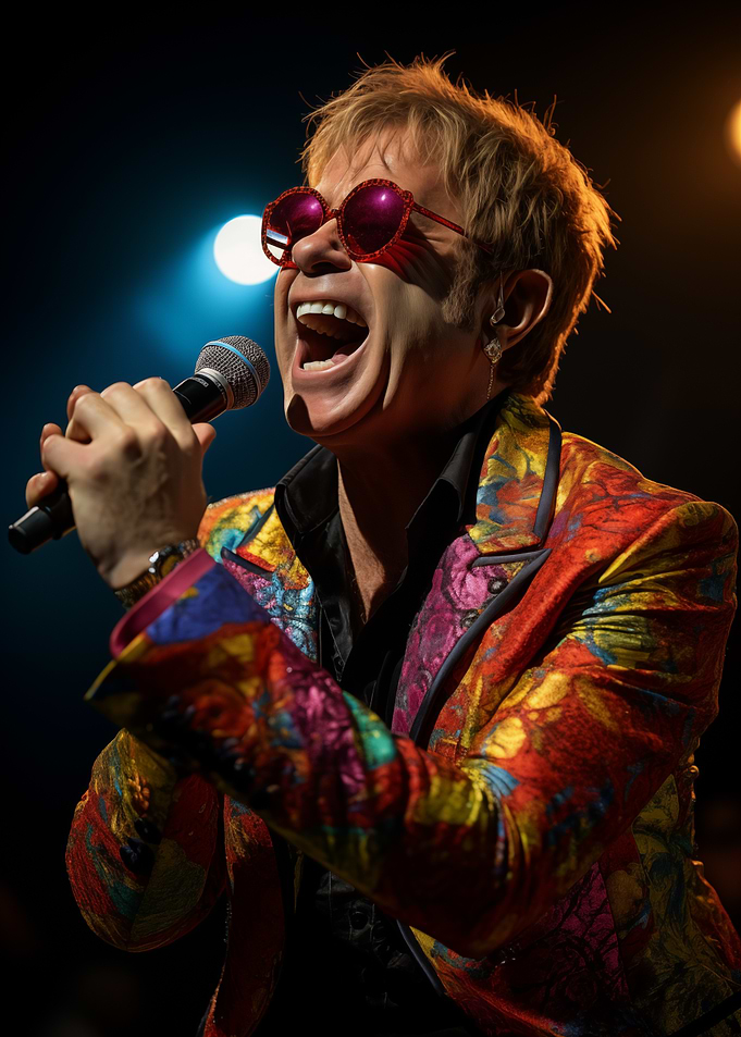 Elton John performing on stage
