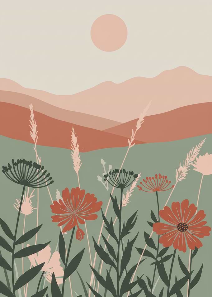 Floral Landscape Illustration