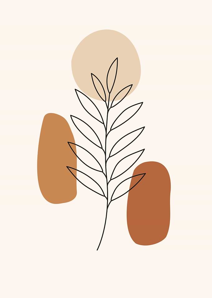 Minimalist Plant Art with Abstract Shapes