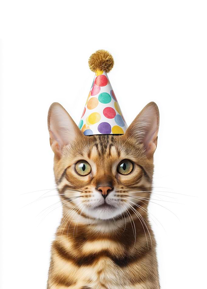 Party Bengal Cat with Colorful Hat