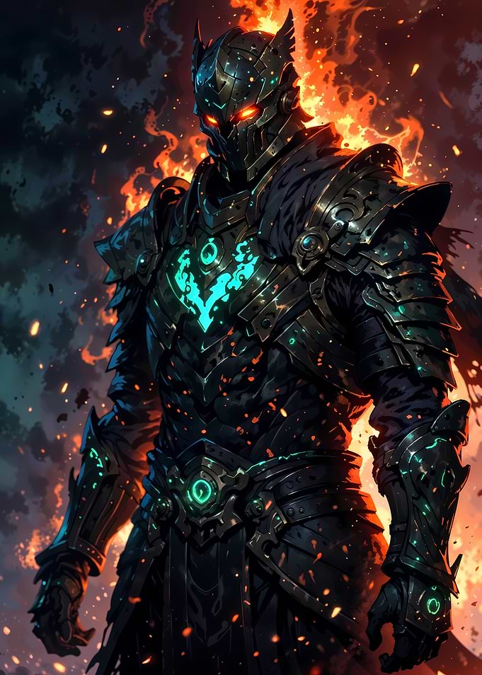 Fiery Knight in Dark Armor