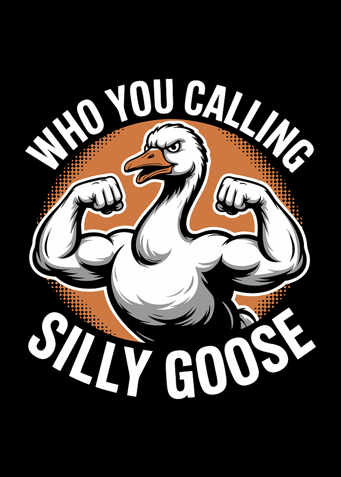 Muscular Goose Cartoon Illustration