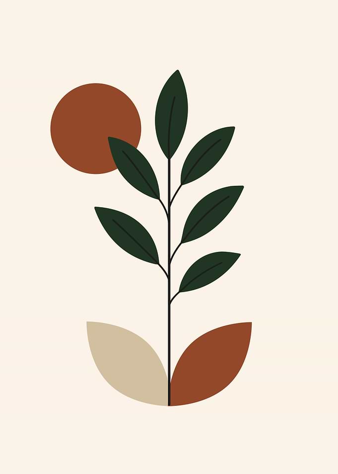 Minimalist Plant Art with Geometric Shapes