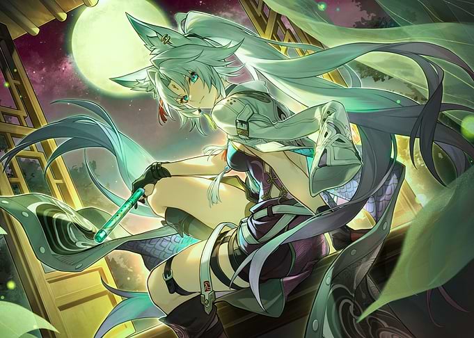 Fox Girl Under Moonlight