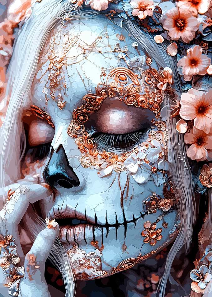 Day of the Dead Floral Skull