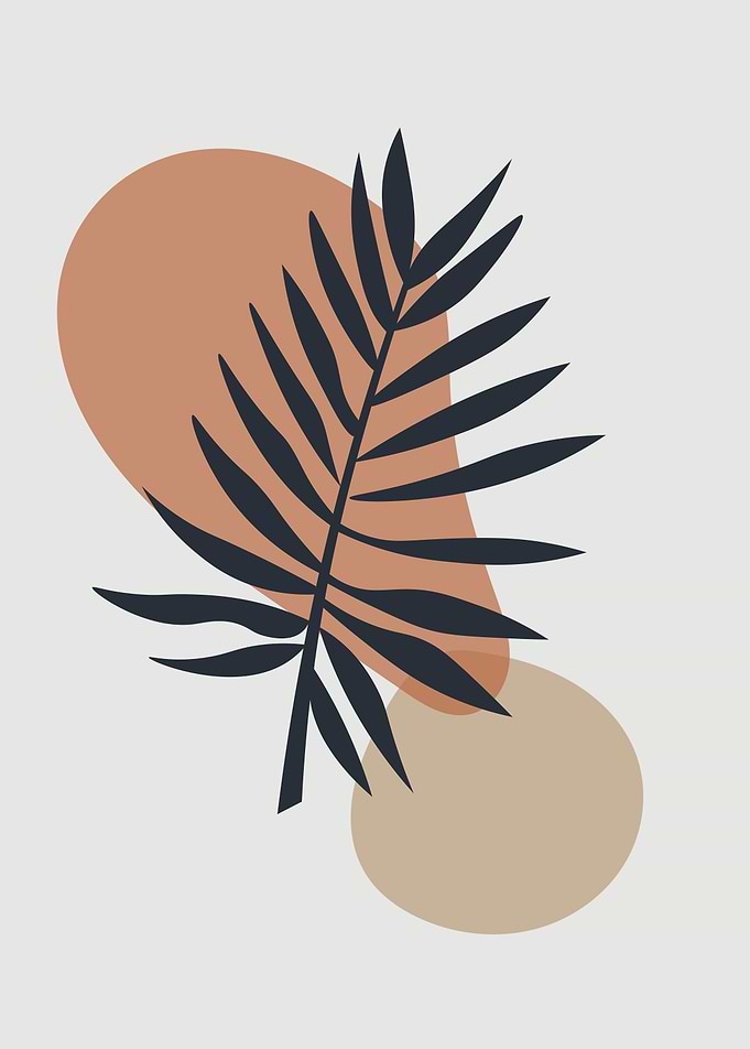 Minimalist Palm Leaf and Shapes Art