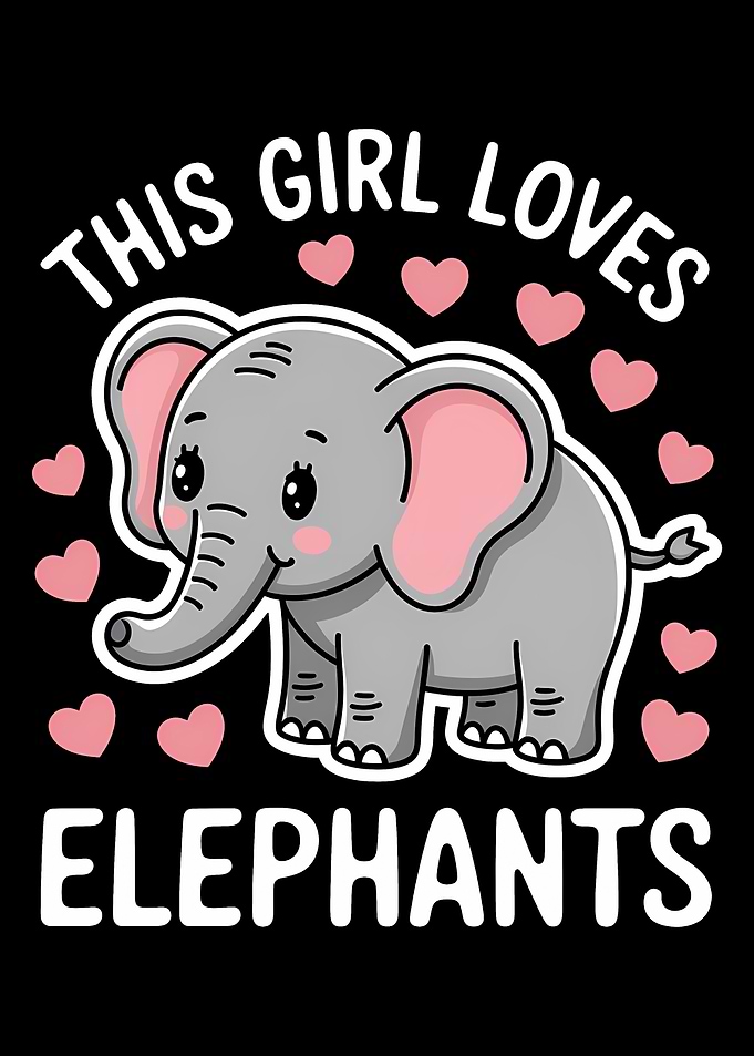 Girl Loves Elephants Cartoon