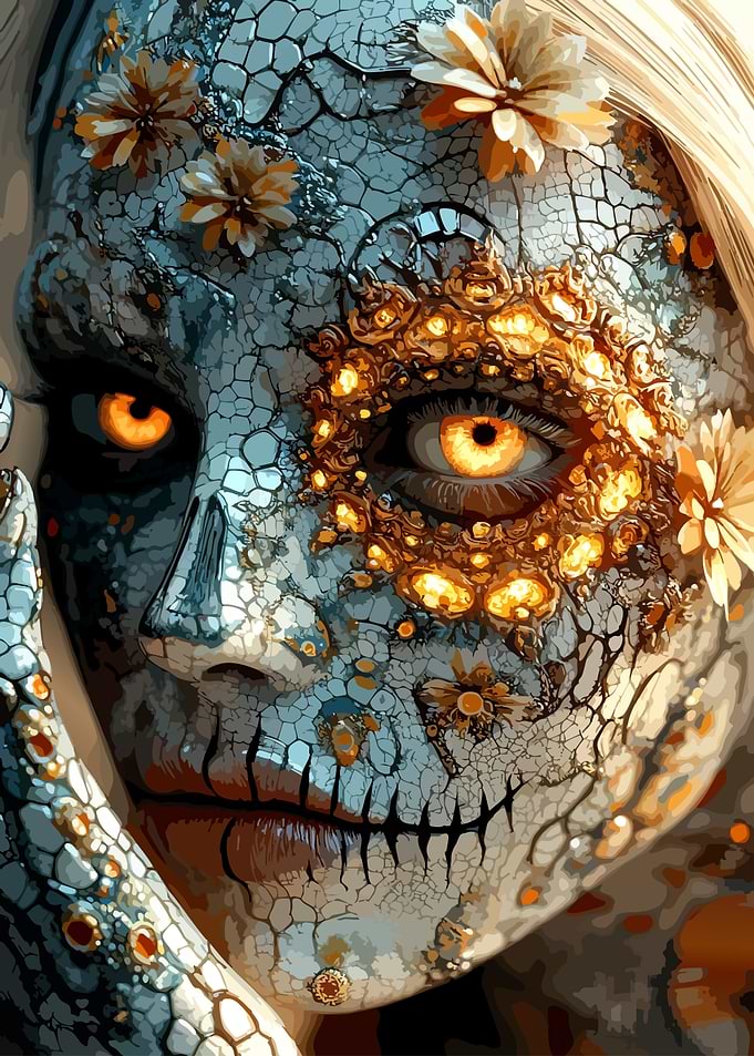Floral Skull Face Art